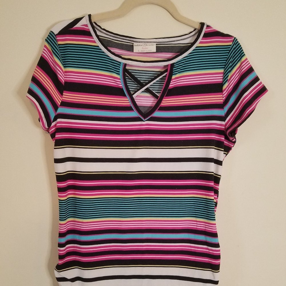Bobbie Brooks Multi-colored Striped top sz L